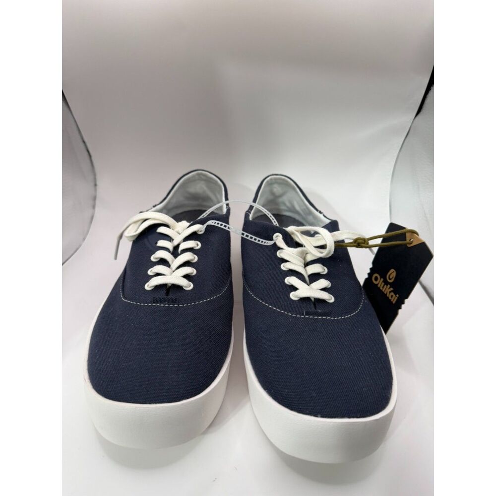 NWT OluKai Tradewind Men's 9.5 Mood Indigo Navy Canvas Coastal Sneakers